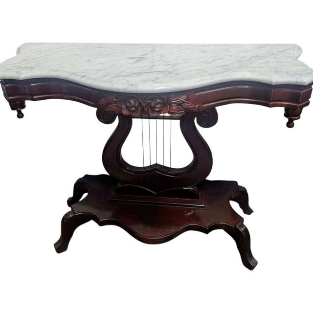 Victorian Mid 18th Century Victorian Marble Top Parlor Table For Sale - Image 3 of 12