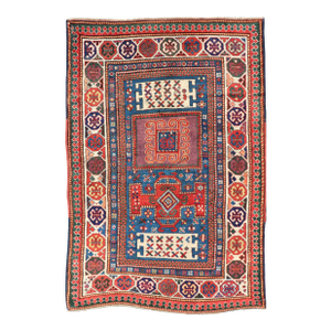 Antique Caucasian Kazak Rug With Geometrics Medallions 4'4" X7'0"