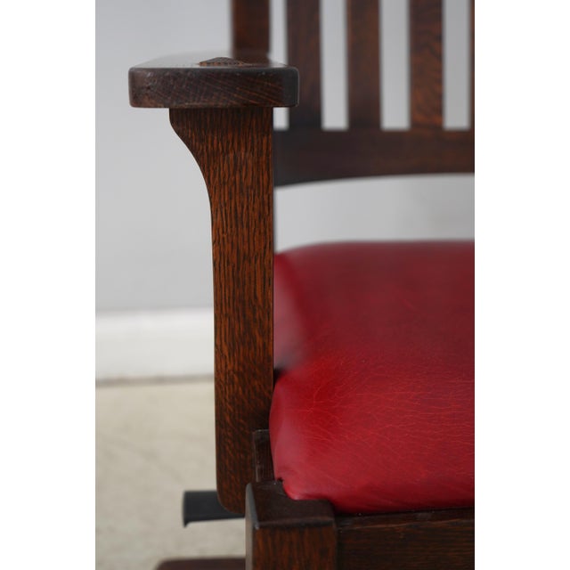 Stickley Mission Oak Leather Office Chair For Sale - Image 10 of 18