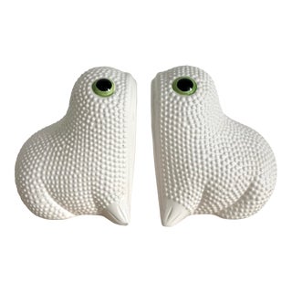 Jean Rogers Style Hobnail Frog Book Ends For Sale