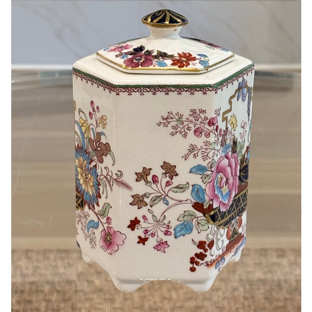 Mason's Ironstone Early 20th Century Mason's Brocade Hexagonal Lidded Ironstone Tea Caddy / Jar For Sale - Image 4 of 18