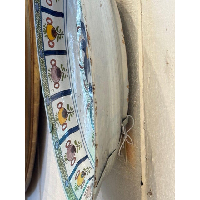 Yellow 18th Century Delft Polychrome Charger With Floral and Scroll Motif For Sale - Image 8 of 8
