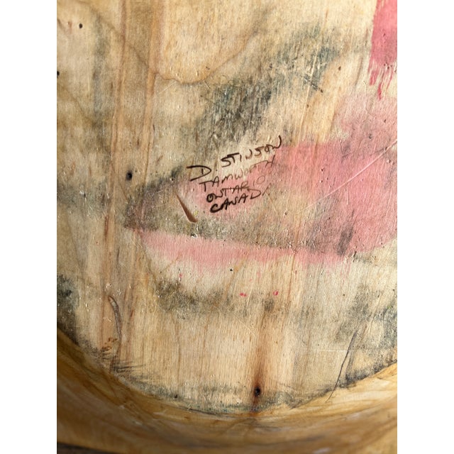 Vintage Early Don Stinson Tamworth Ontario Canada Massive Hand Carved Natural Wood Bowl Sculpture 22" For Sale - Image 12 of 12