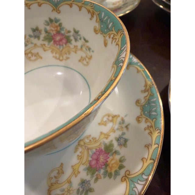Traditional 1930s Noritake Tiffany Porcelain Teacups & Saucers – 3 Cups & 8 Saucers For Sale - Image 3 of 5