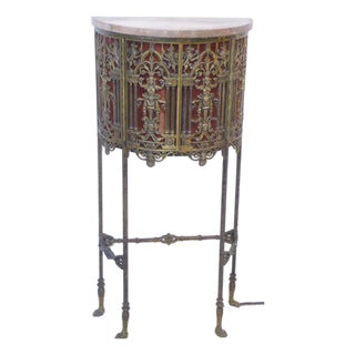 Antique Metal Demi-Lune Cabinet For Sale