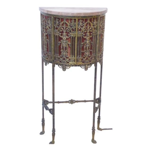 Antique Metal Demi-Lune Cabinet For Sale