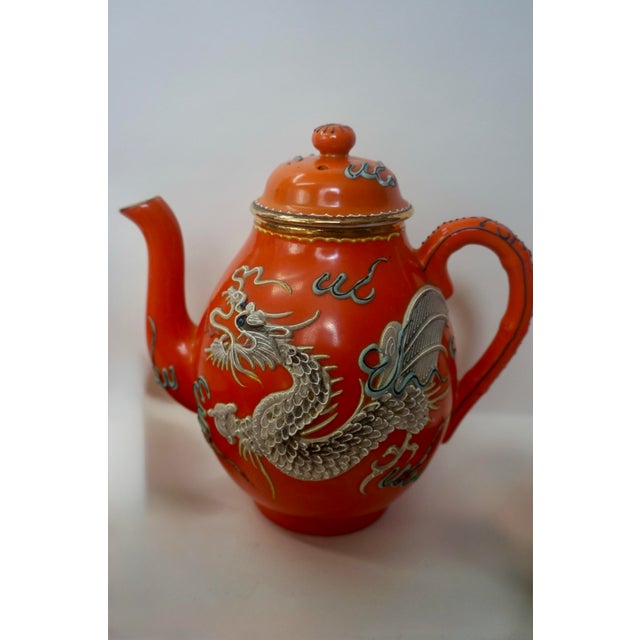 Ceramic Vintage Japanese Dragonware Moriage Service for 5 - 23-Piece For Sale - Image 7 of 9