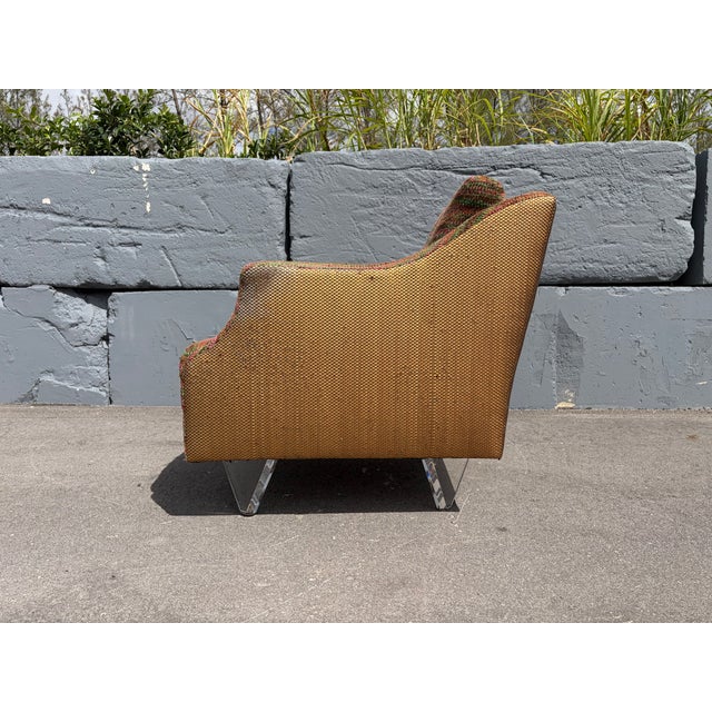 1990s Designer Lounge Chair and Ottoman, Lucite Legs For Sale - Image 11 of 11