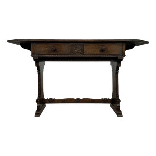 20th Century Gothic Revival English Oak Side Table For Sale