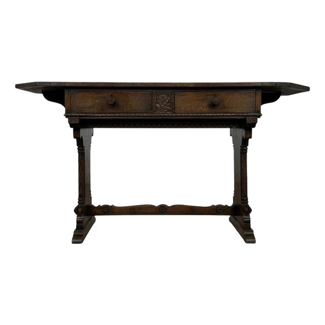 20th Century Gothic Revival English Oak Side Table For Sale