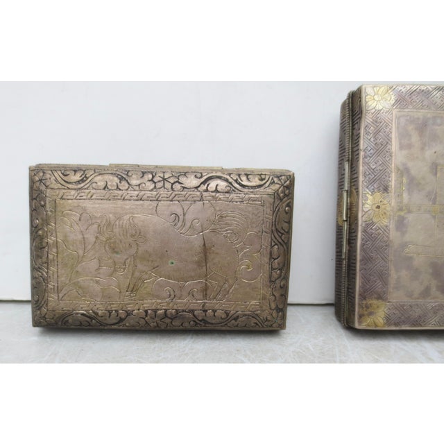 Chinese Tibetan Silver and Gilt Scent Boxes - A Pair of 2 For Sale - Image 3 of 9