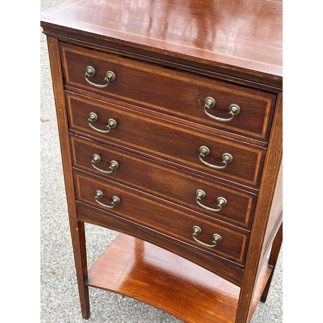 Exwardian Inlaid Mahogany Filing Drawers For Sale - Image 4 of 8