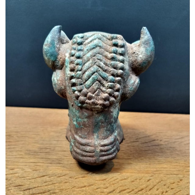 Early 20th Century Stylized Cast Iron Bulls Head For Sale - Image 4 of 7