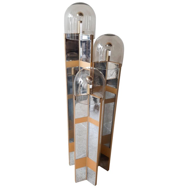 Floor Lamp in Chrome Plated and Brushed Aluminium with Murano Glass attributed to Gaetano Sciolari, 1970 For Sale - Image 15 of 15