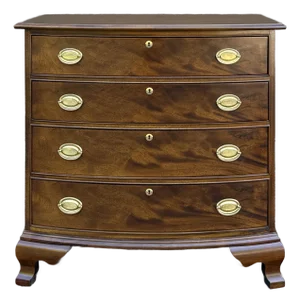 Vintage Federal Mahogany Bowfront Chest of Drawers / Bachelor's Chest Dresser