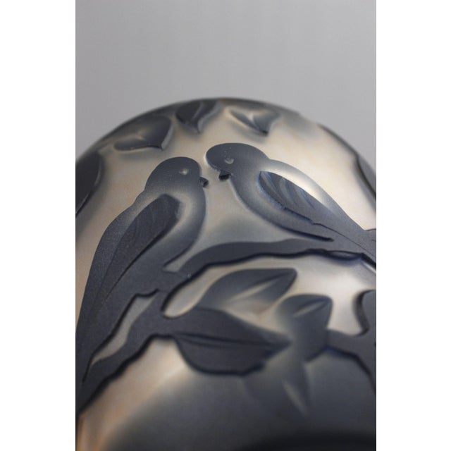 Blue Art Deco French Vase with Birds by De Vianne For Sale - Image 8 of 13