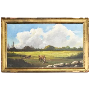 Midcentury Signed Painting on Board J. Sanchez, 1949