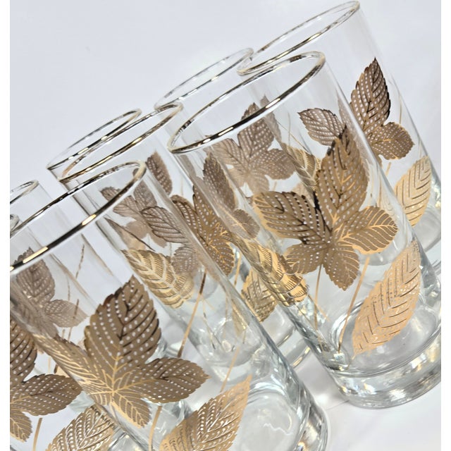 Metal Mid Century 22kt Gold Leaf Tumblers- Set of Eight For Sale - Image 7 of 12