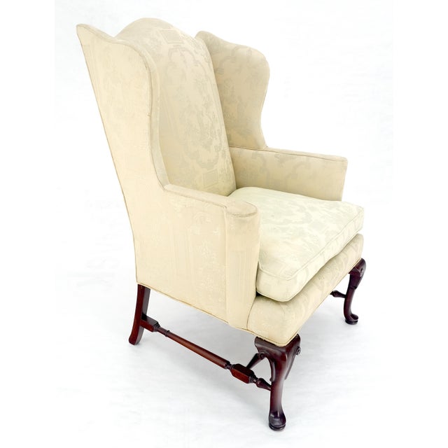 Wood Pair of Hickory c1960s Very fine Mahogany Queen Ann Bases Arm Wingback Chairs For Sale - Image 7 of 16