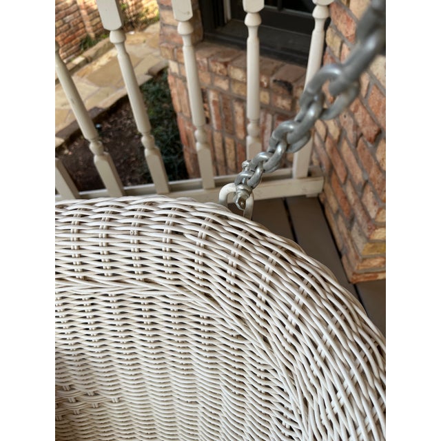 White Wicker Loveseat Porch Swing For Sale In Oklahoma City - Image 6 of 7