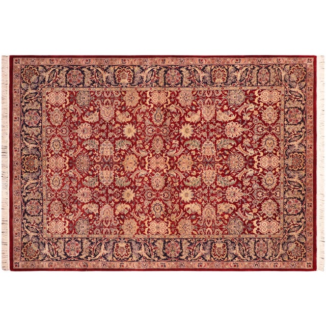 Blue Shabby Chic 1990's Pak-Persian Red/Blue Wool Rug - 6'1'' X 8'10'' For Sale - Image 8 of 9