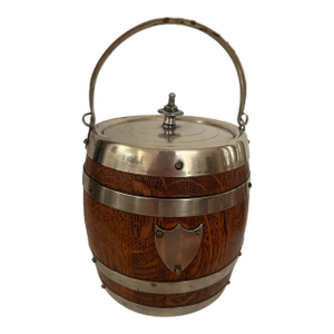 Late 19th Century English Oak/Ceramic Ice Bucket