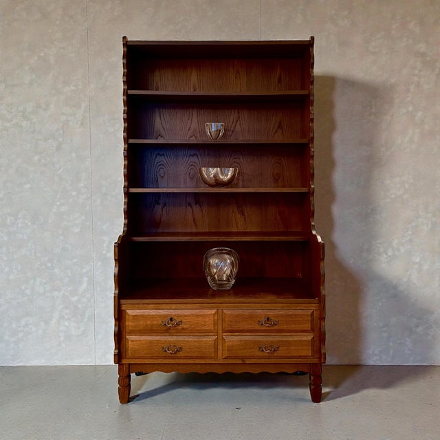 Open Oak Bookcase with Lower Drawers For Sale - Image 4 of 6