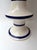 Contemporary Pair of Blue and White Ceramic Stripe Side Tables. Italy For Sale - Image 6 of 12