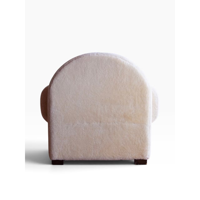 Art Deco Shearling Club Chair and Ottoman, 1980s For Sale - Image 9 of 10