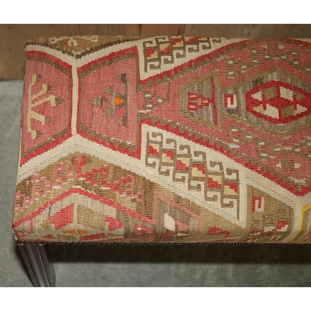 Victorian Style Kilim Bench For Sale - Image 12 of 15
