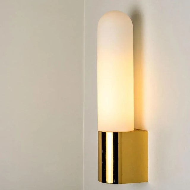 1970s Opaque Glass and Brass Wall Light by Limburg, Germany, 1970s For Sale - Image 5 of 13