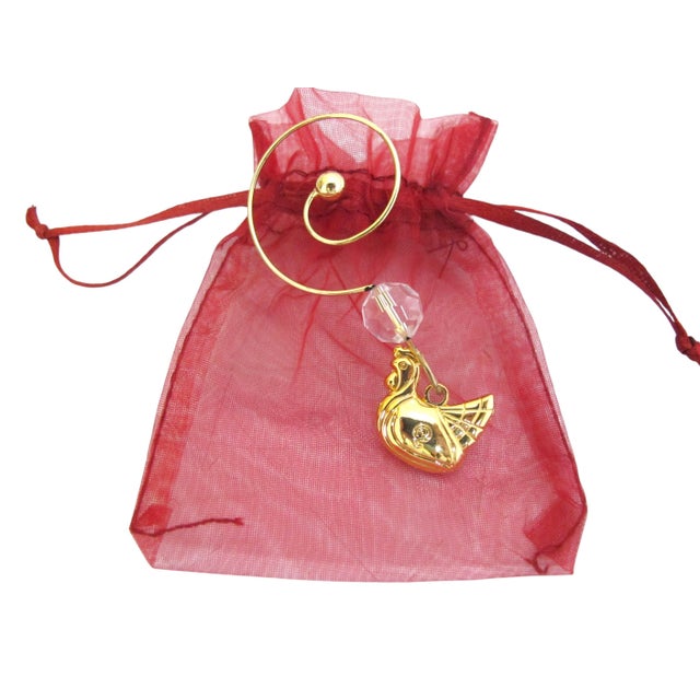 Glass Waterford Crystal 3 French Hens 12 Days of Christmas Gold Champagne Flute in Box For Sale - Image 7 of 13
