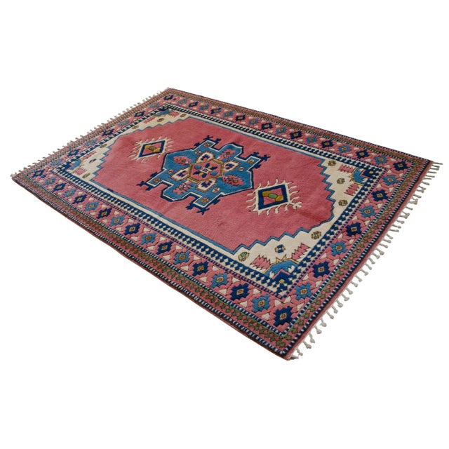 Vintage Turkish Rug Hand Knotted Wool Area Rug - 5'3" X 7'9" For Sale - Image 6 of 17