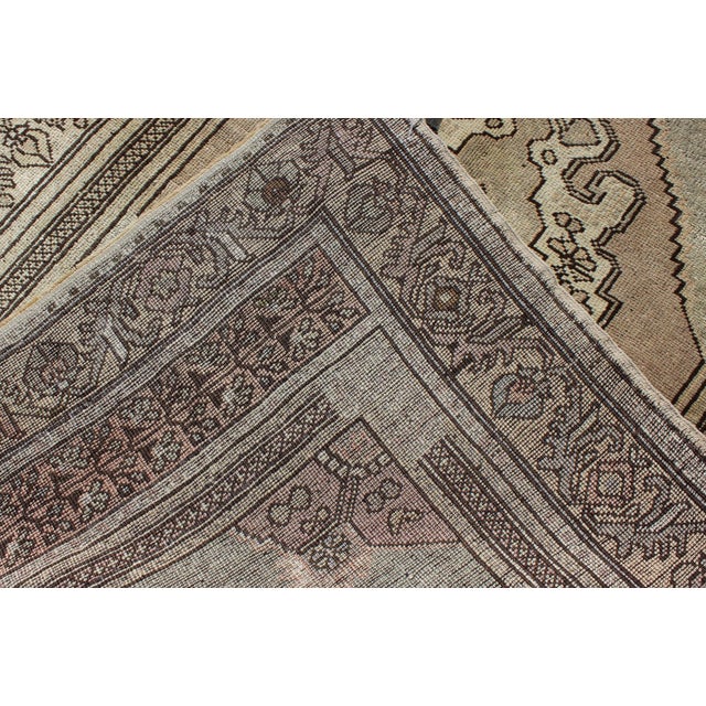 Vintage Turkish Oushak Carpet With Stylized Design in Brown, Cream, and Tan For Sale In Atlanta - Image 6 of 6