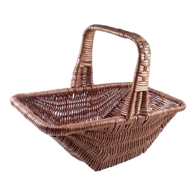 Vintage Large Rectangle Market Basket For Sale