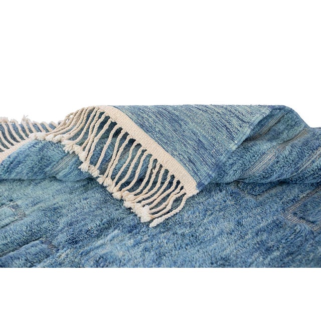 Mottled Linear Hand-Knotted Wool Rug | 10'1" X 7'2" | One of a Kind For Sale - Image 6 of 8