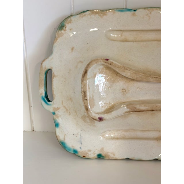 Asparagus Antique French Barbotine Majolica Asparagus Serving Platter, Circa 1880–1900 For Sale - Image 8 of 10