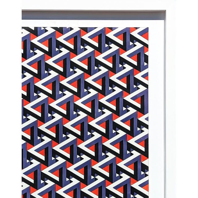 Contemporary Austin Magruder "Penrose Steps" Contemporary Red and Purple Hand Drawn Tessellated Abstract, 2020 For Sale - Image 3 of 8