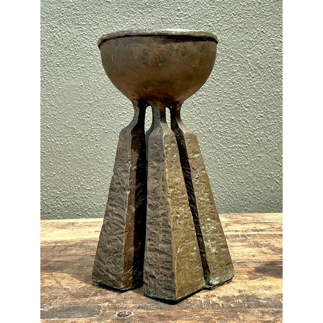 Mid-Century Modern Vintage Hammered Bronze Chalice For Sale - Image 3 of 12