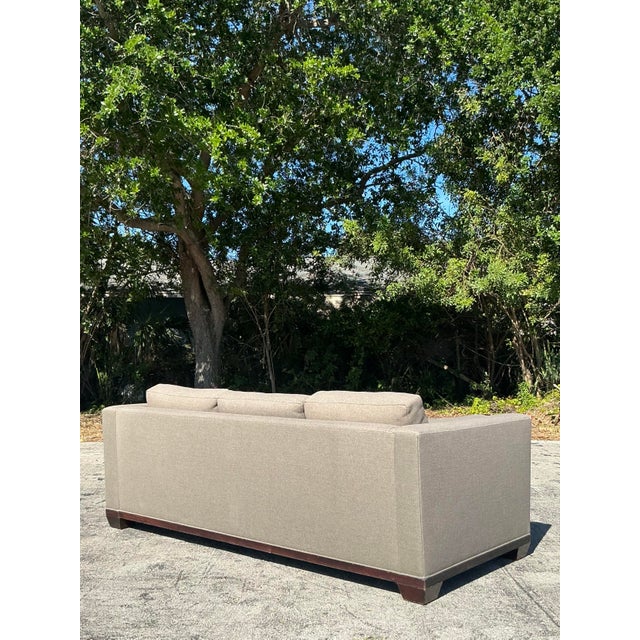 Army Green Vintage Regency Sofa After Barbara Berry for Baker For Sale - Image 8 of 12