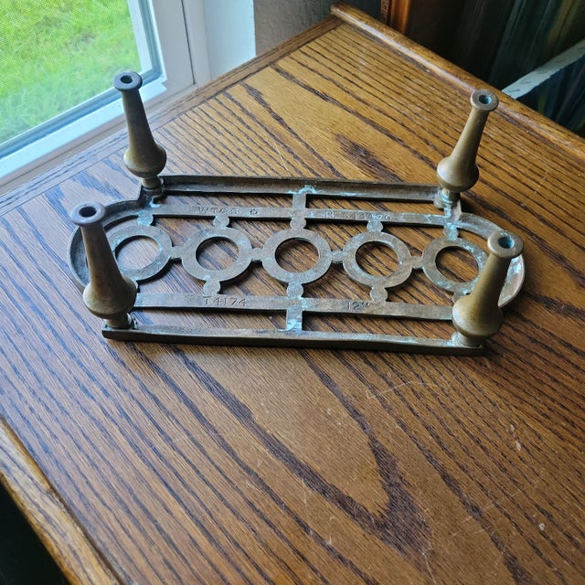 Antique Footman 1910 Solid Brass Kettle Stand Trivet English Plant Pot Riser William Tonks & Sons Stamped For Sale - Image 18 of 18