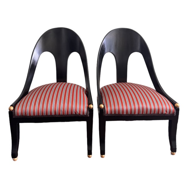 1960s Pair of Regency Spoon Back Chairs For Sale