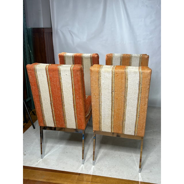 Mid-Century Modern 1970s Design Institute of America Chrome Parsons Chairs - Set of 4 For Sale - Image 3 of 12