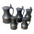 Five AntiqueFrench Pewter Tankards With Acorn Thumb Piece For Sale