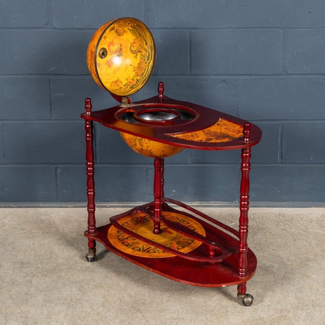Brown Vintage Italian Globe Drinks Trolley, 1980s For Sale - Image 8 of 18