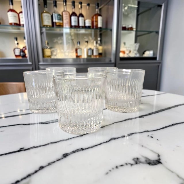 An exceptionally scarce set of five signed Gucci crystal double old fashioned glasses, produced for the Gucci Home...