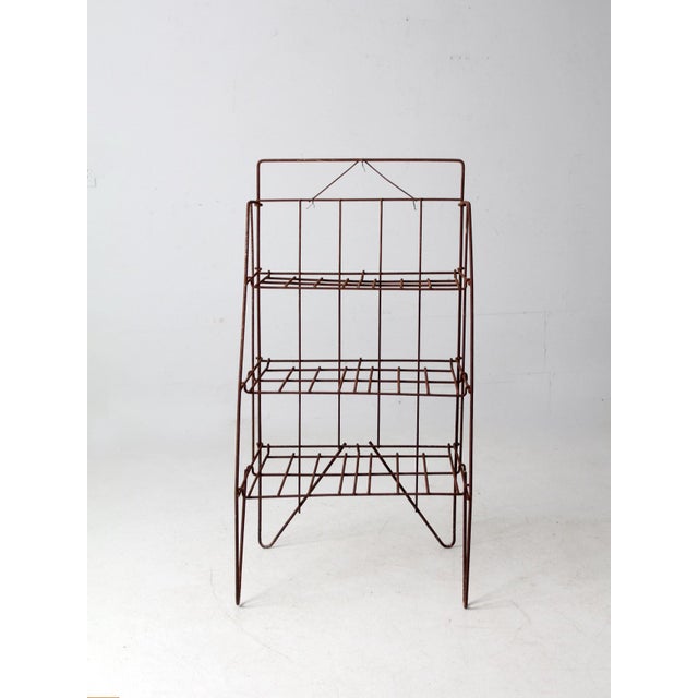 Brown Mid 20th Century Collapsible Wire Shelf Rack For Sale - Image 8 of 13