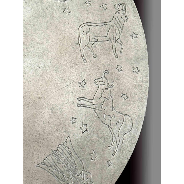 Metal Antique French Table With Zodiac Symbols For Sale - Image 7 of 12