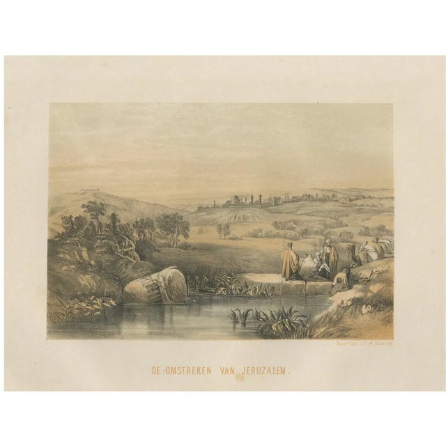 After David Roberts, Surroundings of Jerusalem Biblical Landscape, 1862, Chromolithograph For Sale