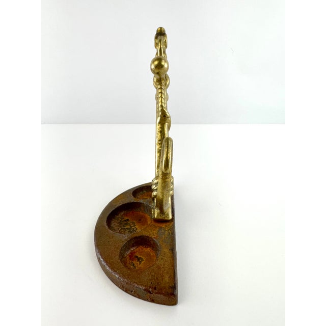 Metal Vintage 1940's Brass Anchor Desk Inkstand on Cast Iron Base | Nautical Maritime Desk Accessory For Sale - Image 7 of 8